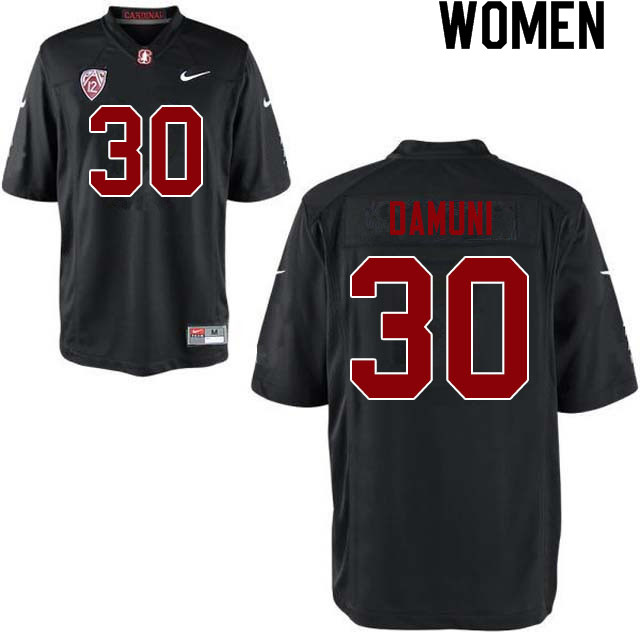 Women #30 Levani Damuni Stanford Cardinal College Football Jerseys Sale-Black